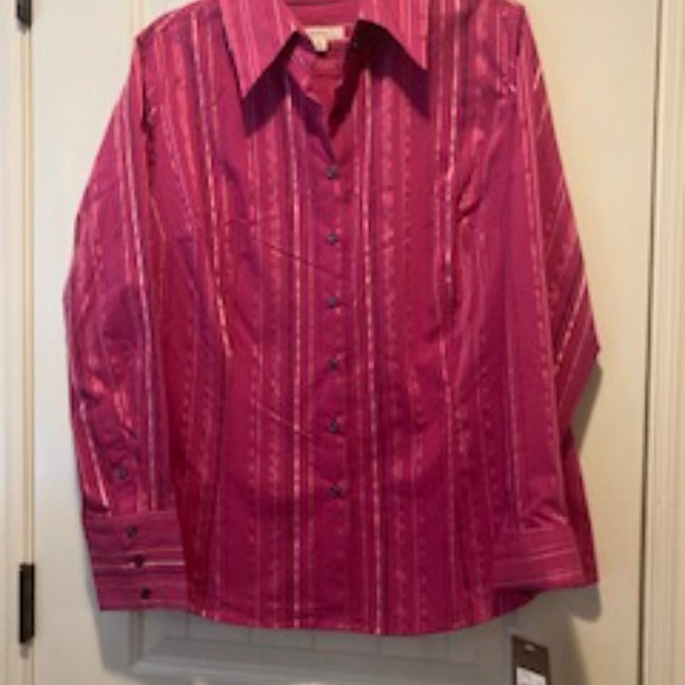 NWT Merona magenta with silver and black thin stripes. Size XXL.